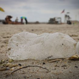 plastic bottle on beach