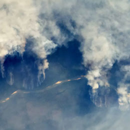 smoky forest from satellite view