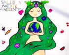 Drawing of a woman holding earth