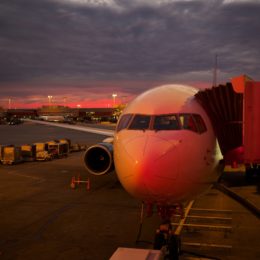 airplane docked at airport