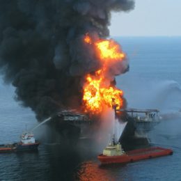 oil rig on fire