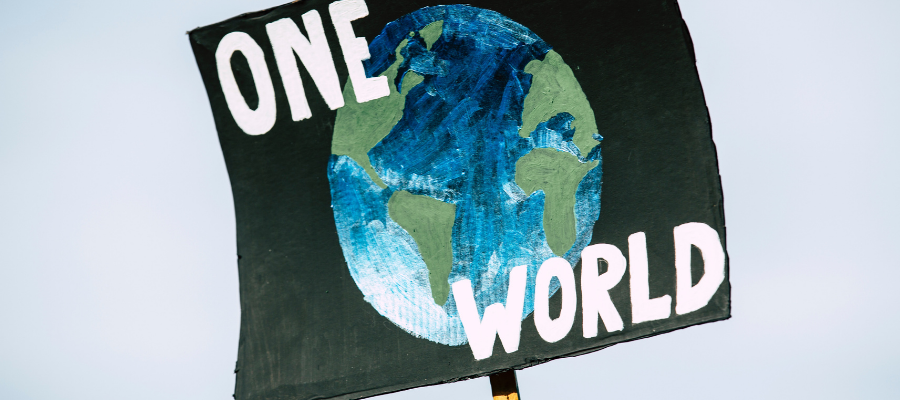 One World protest sign