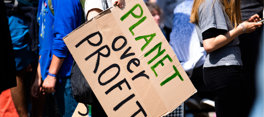 Planet over Profit Protest Sign