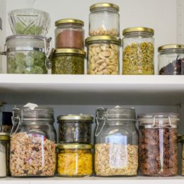 Dry foods packed in glass jars