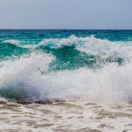 Waves crashing on a beach