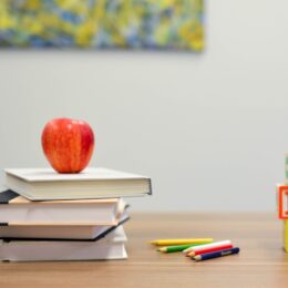 School equipment set on table