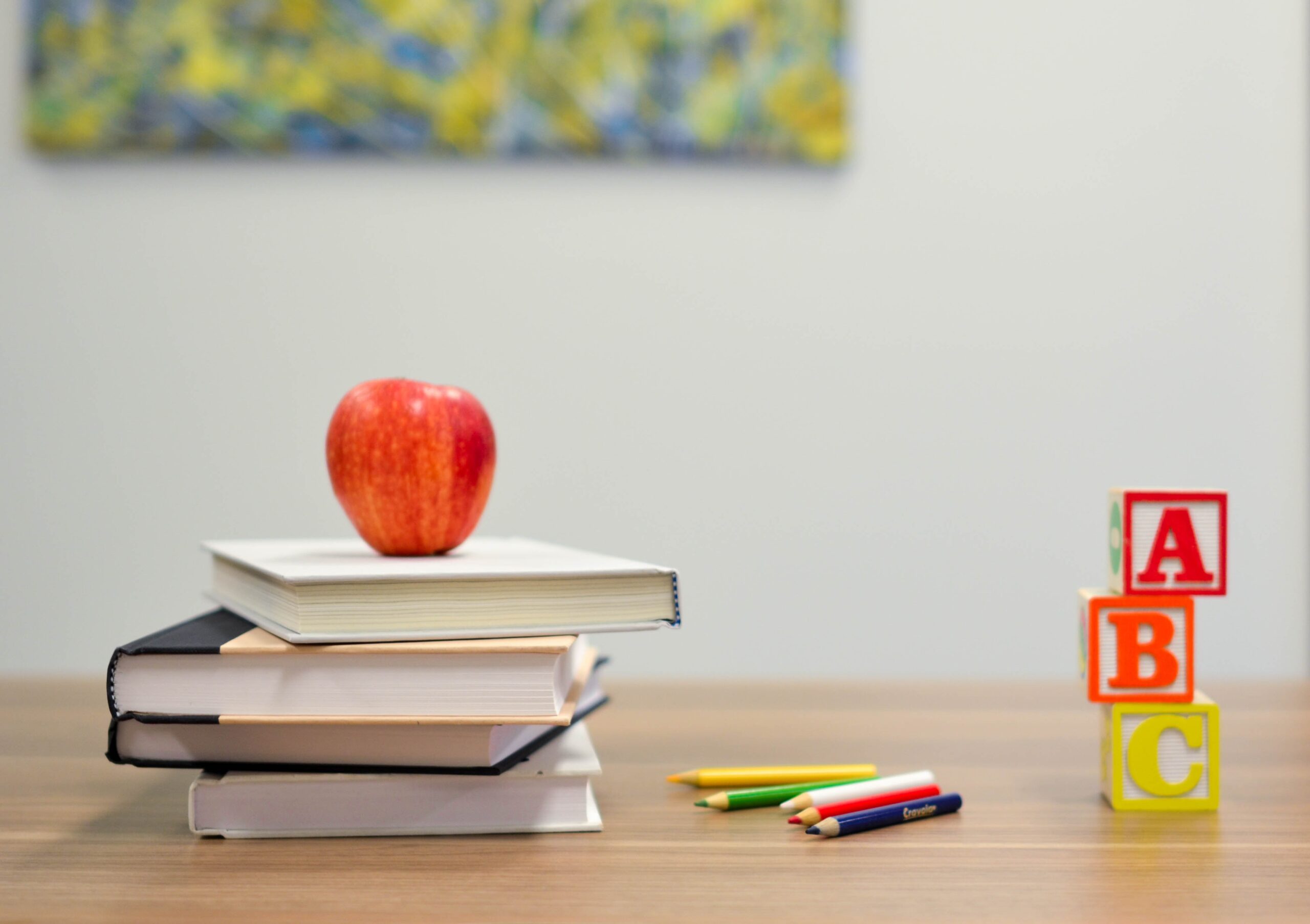 School equipment set on table