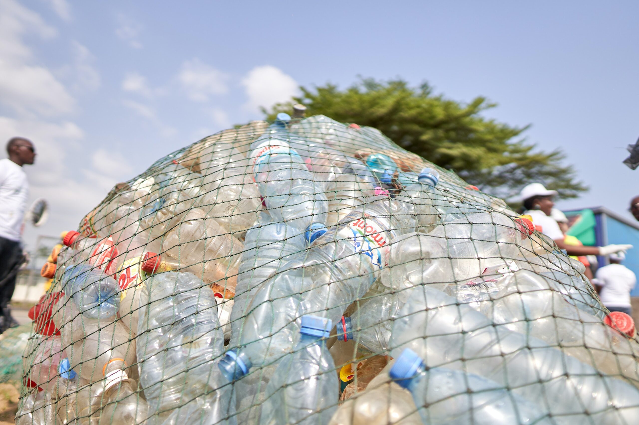 Fishing net with plastic