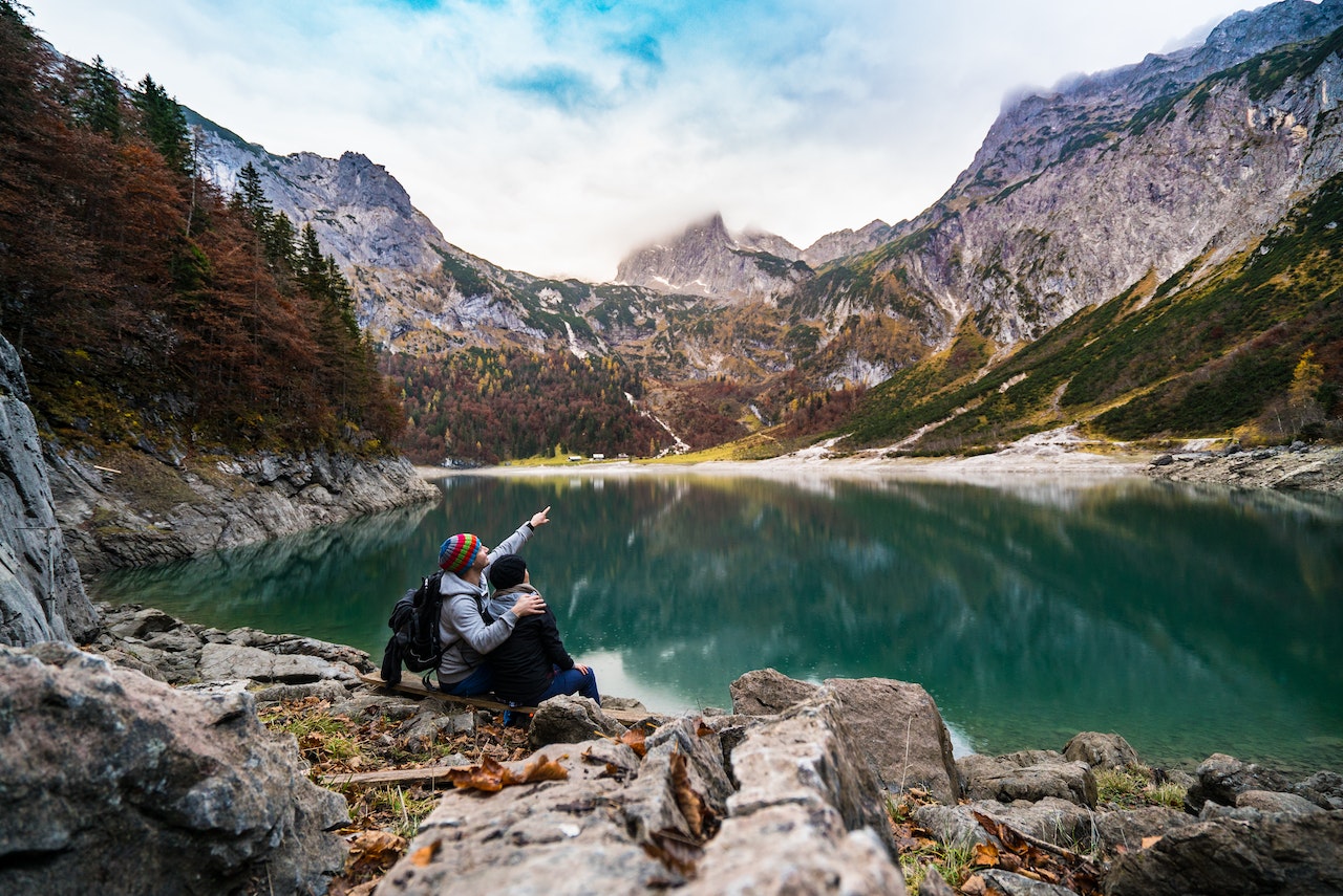 couple by mountains