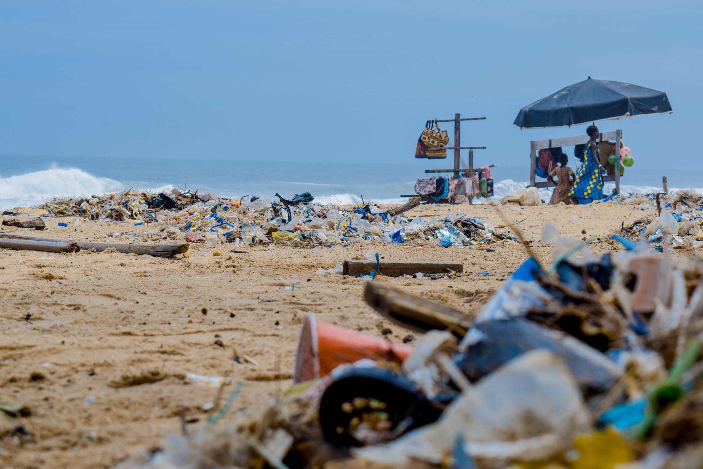 plastic on a beach