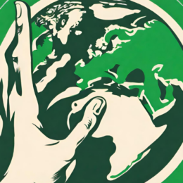 Green hand and globe