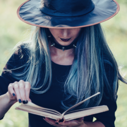 witch with book