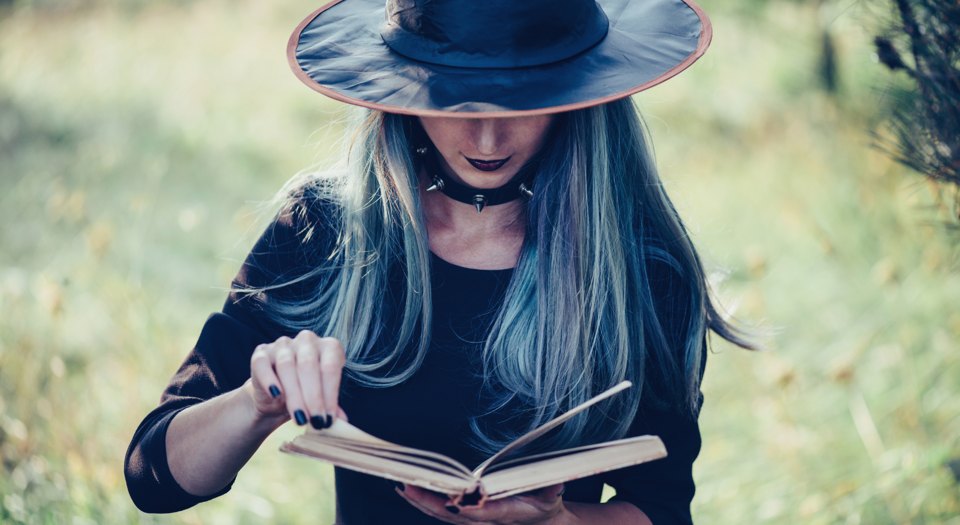 witch with book