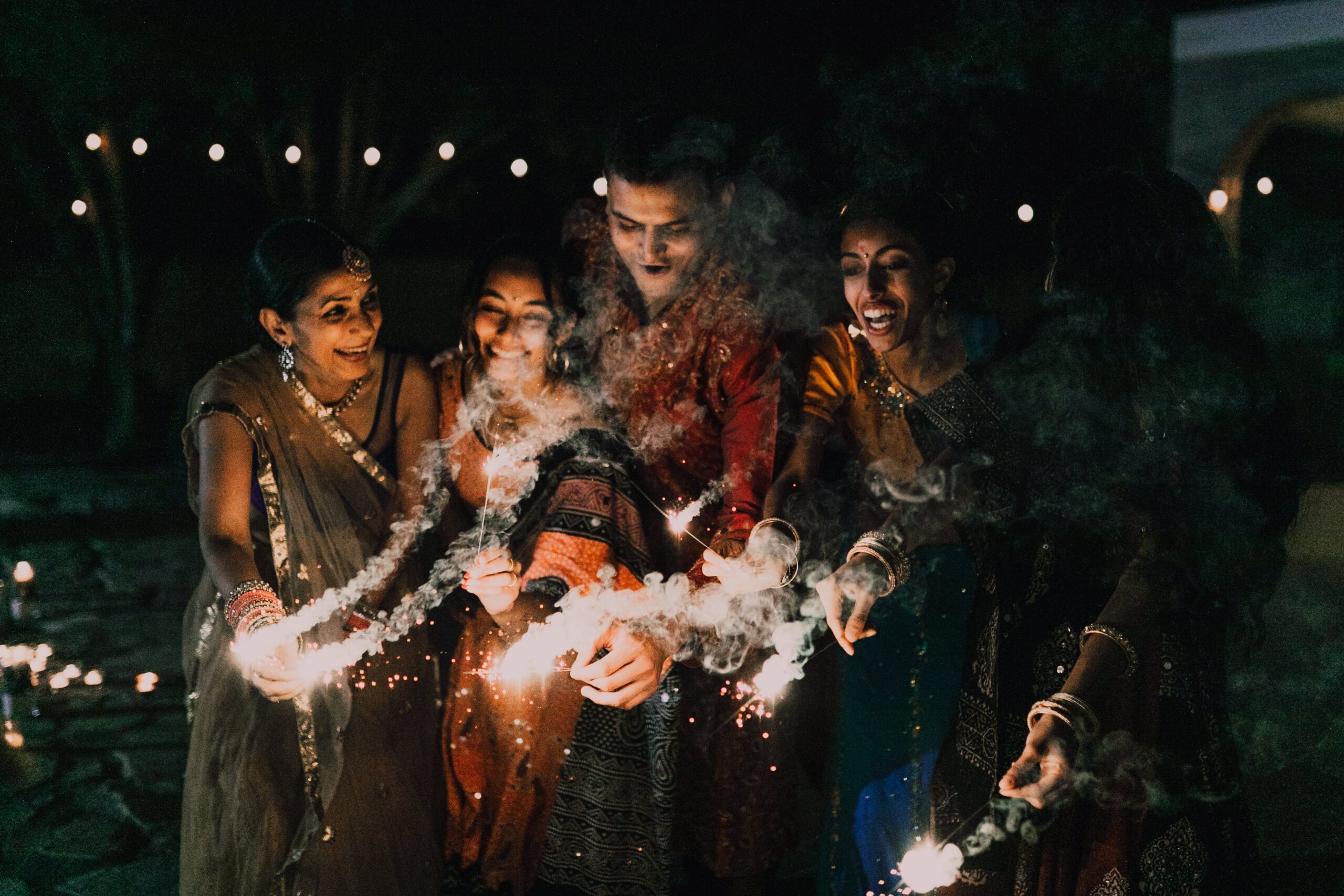 Happy family celebrating Diwali