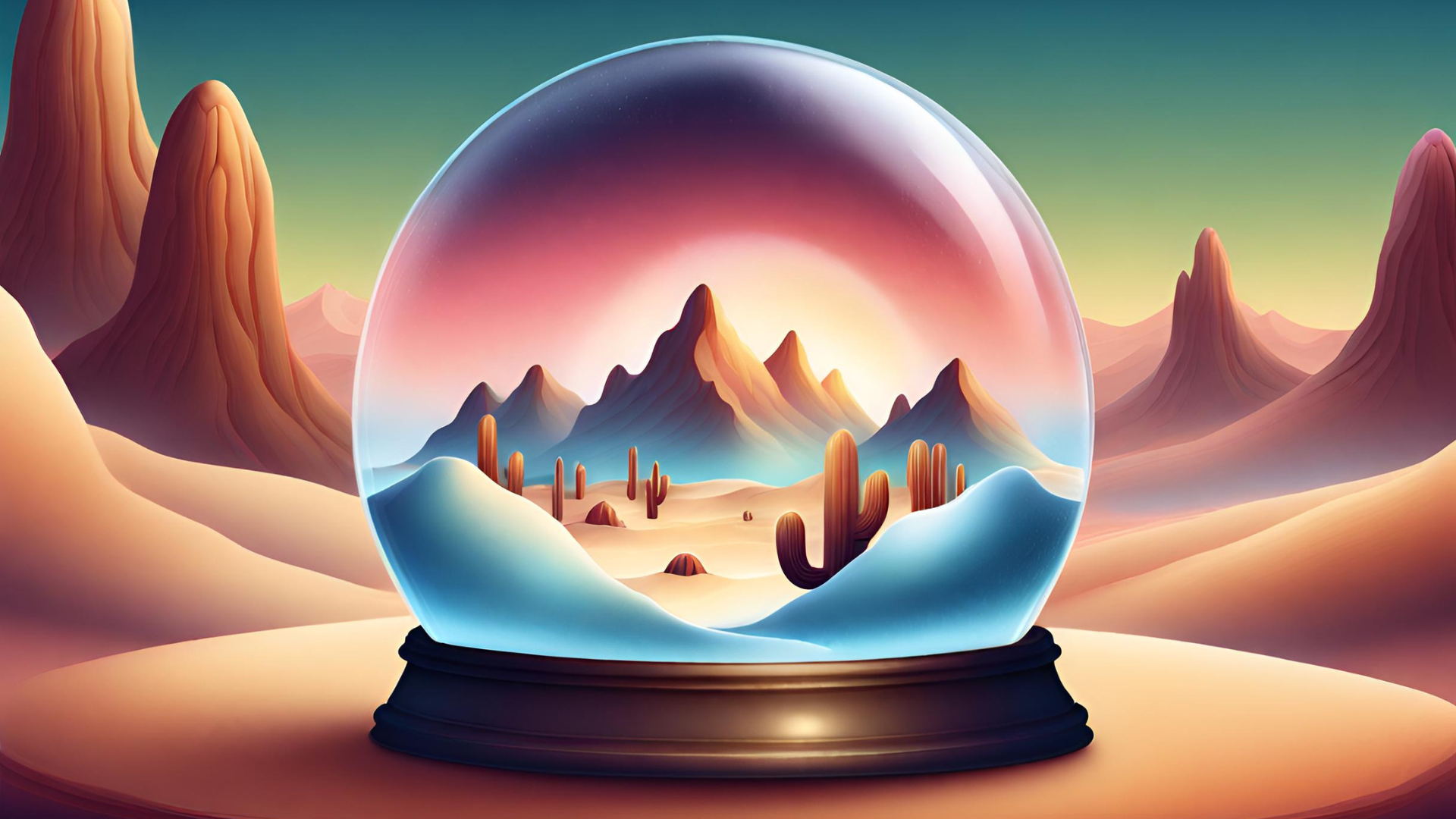 snow globe with desert