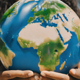 girl holding globe