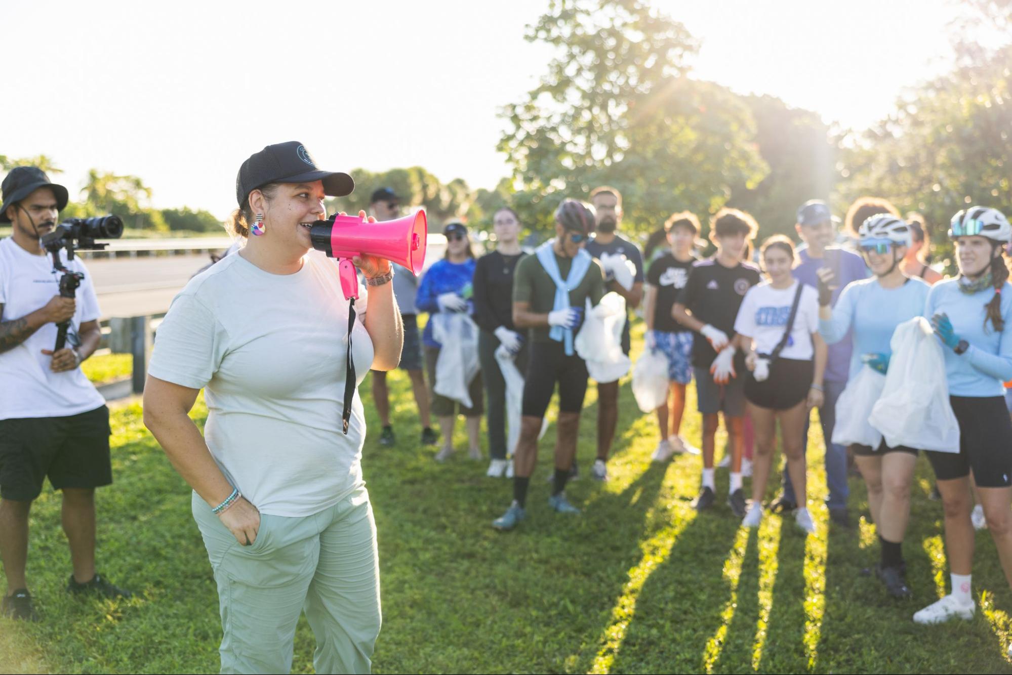 Clean Miami Beach founder, Sophie Ringel, kicking off the cleanup