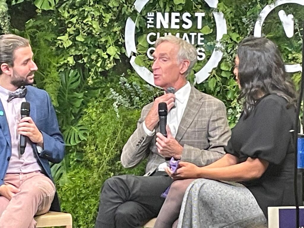 TV host Bill Nye in action in the Nest’s Media Hive, wearing his signature bow tie!