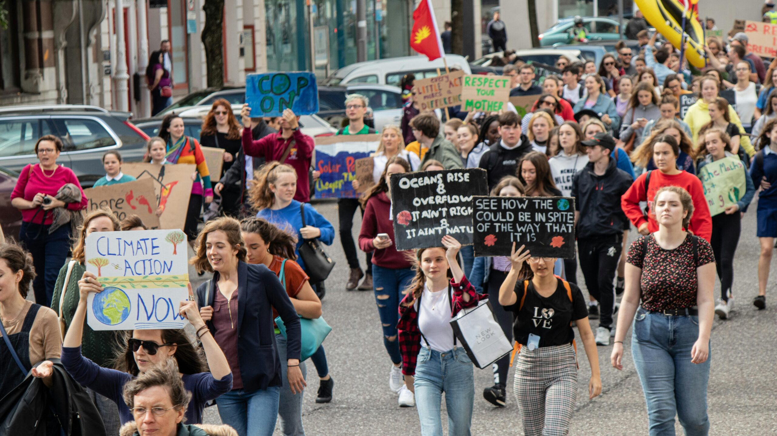 Women protestors at a climate march.