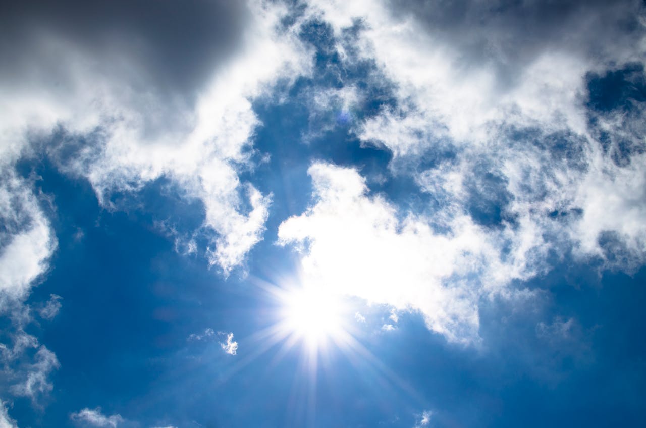 Sunlight through the clouds.