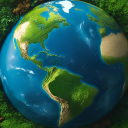 Globe surrounded by plants
