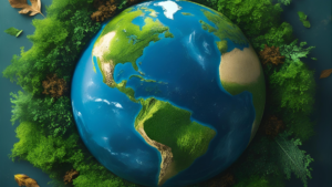 Globe surrounded by plants