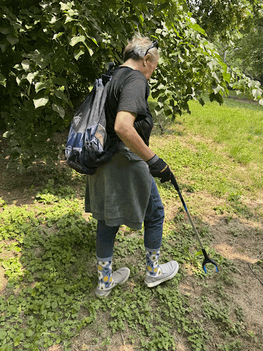 Sarah cleaning up