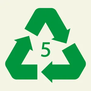 Plastic recycling symbol with the number five inside