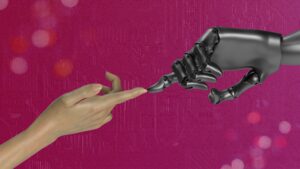 Robot arm and human arm.