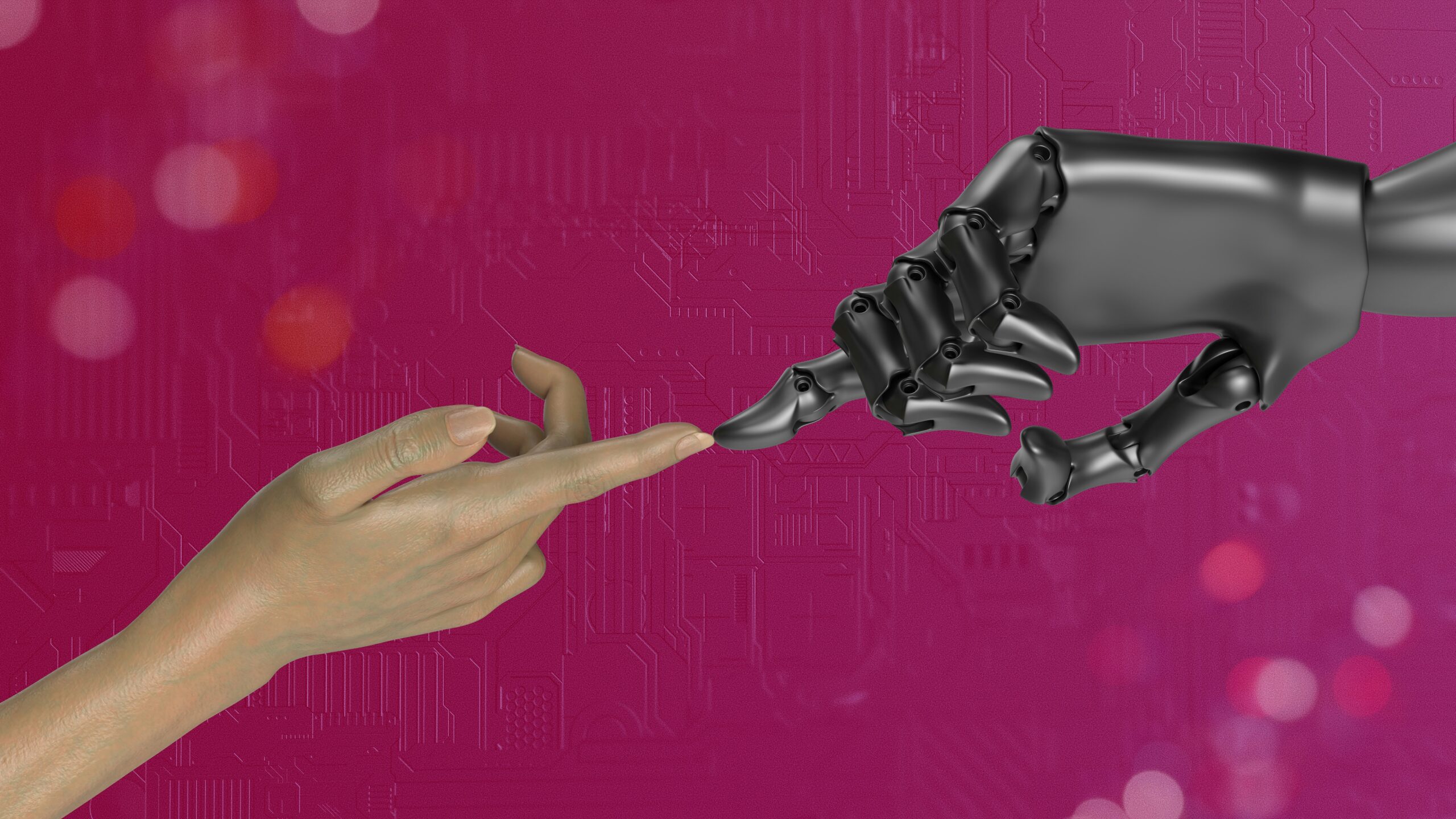 Robot arm and human arm.