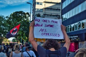 Protest sign.