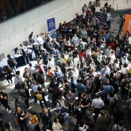 Crowded lobby building