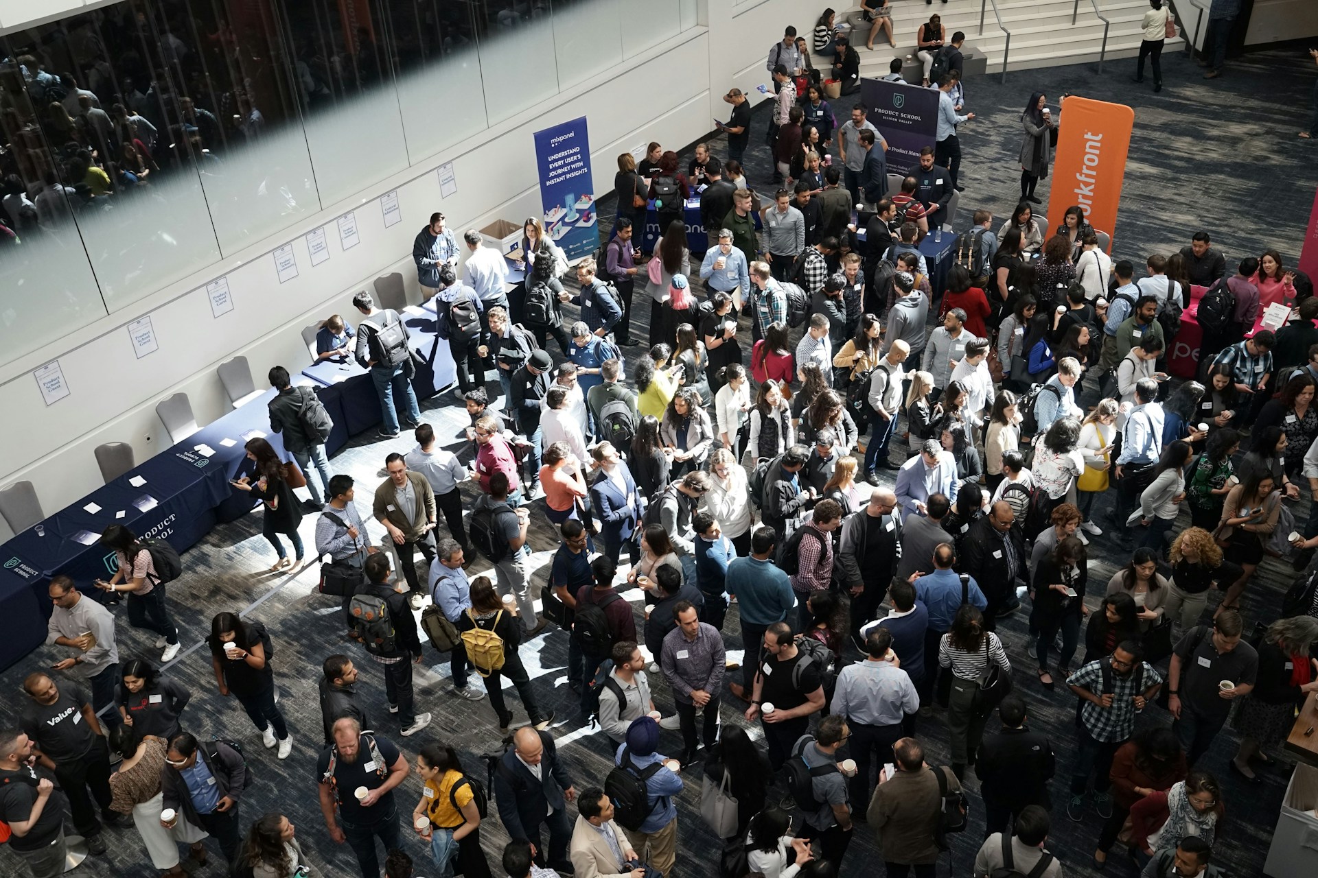 Crowded lobby building