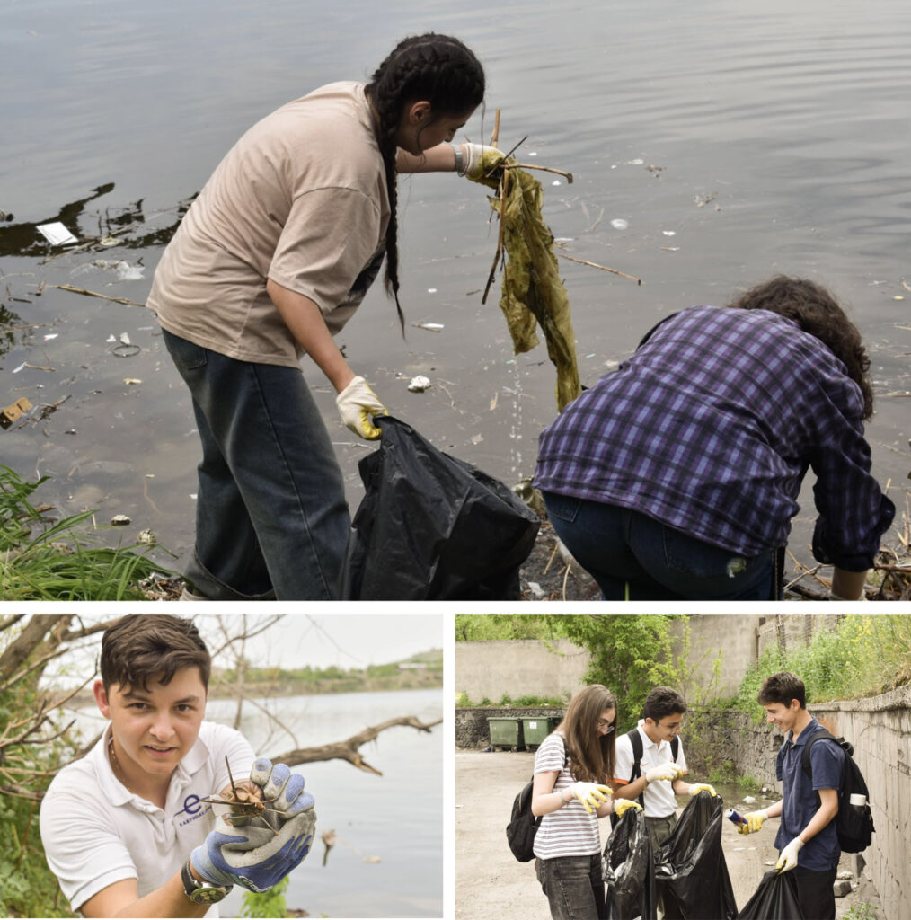 Volunteers Pulling Trash out of the Yerevan Lake