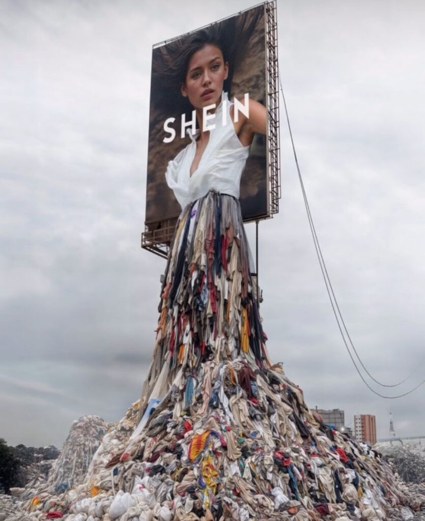 Woman on a billboard in a dress