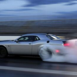 Car emissions driving photo