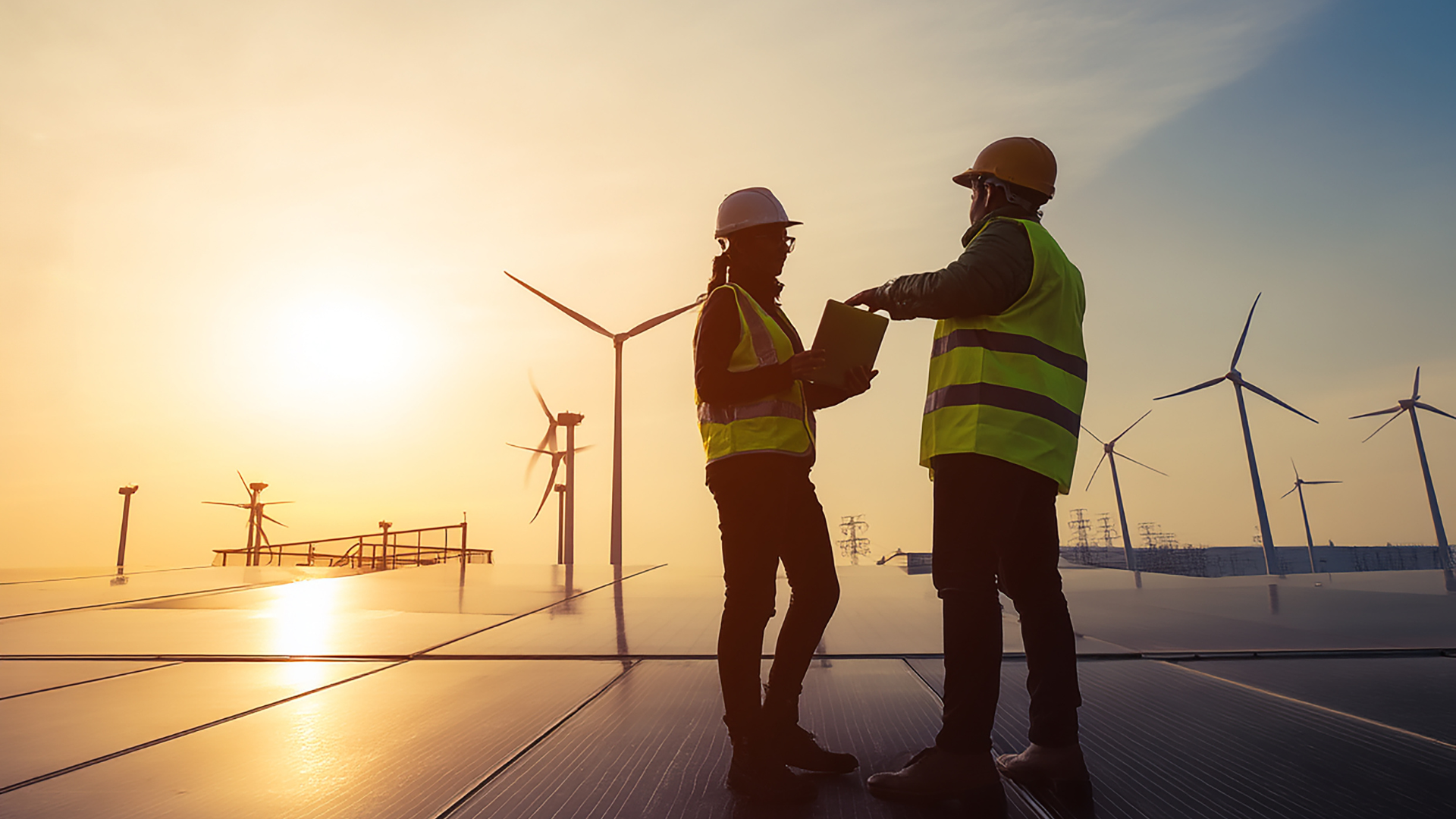 Solar panel workers