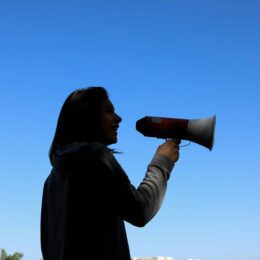Woman with megaphone
