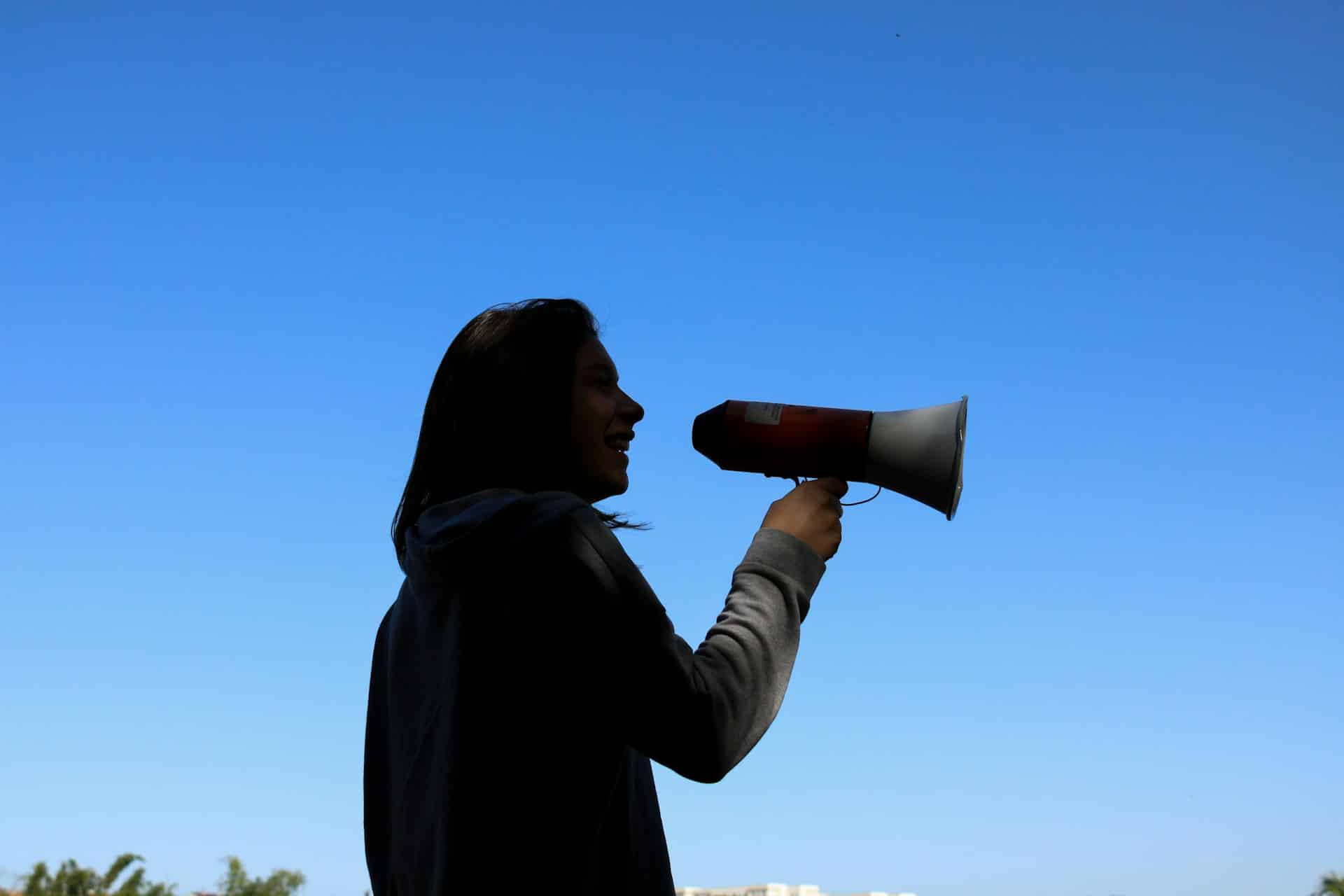 Woman with megaphone