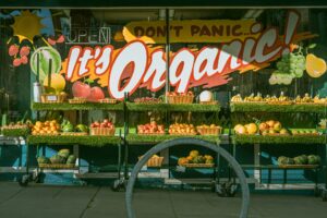 Organic food market display