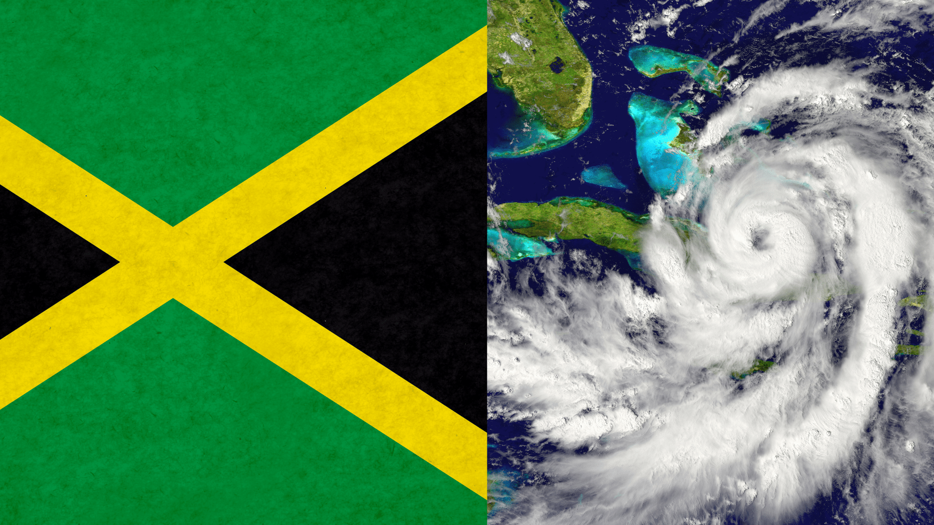 Jamaica flag and hurricane