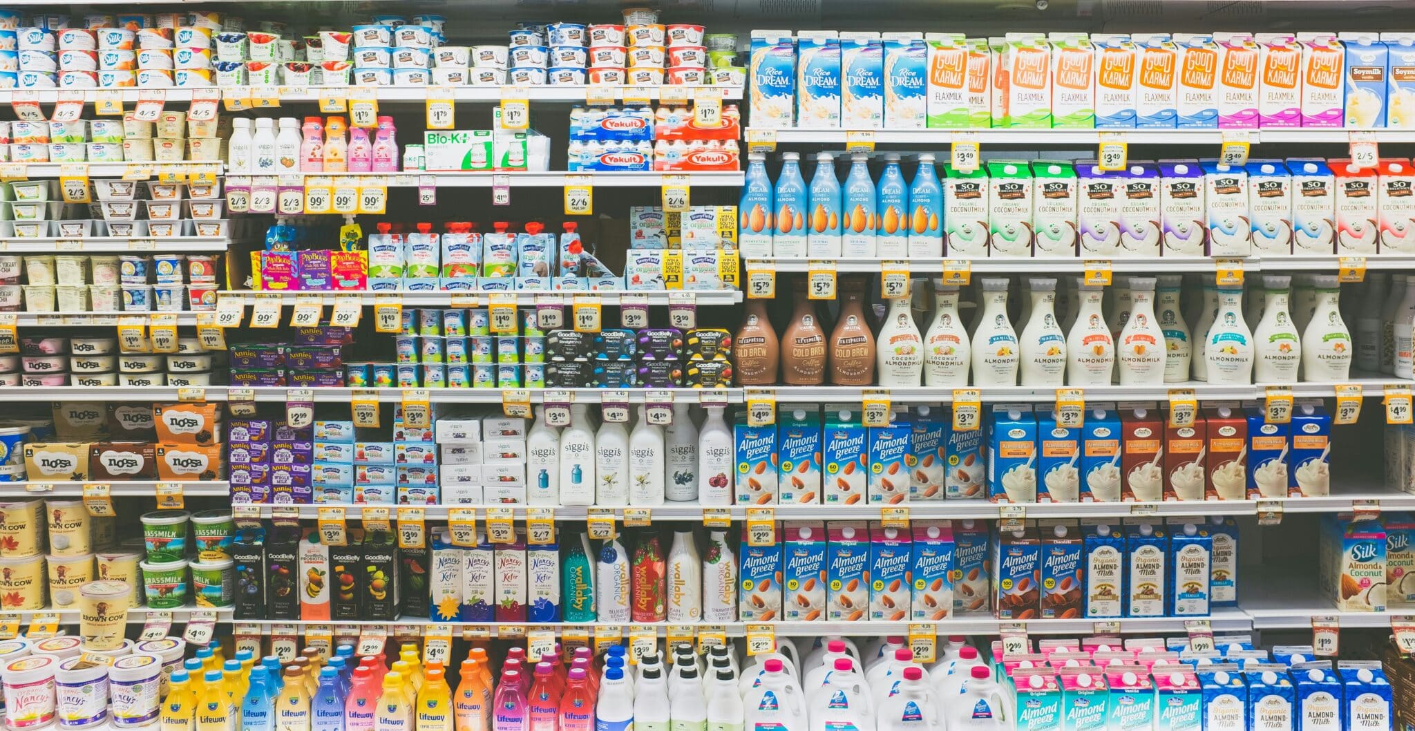 Dairy aisle with plastic
