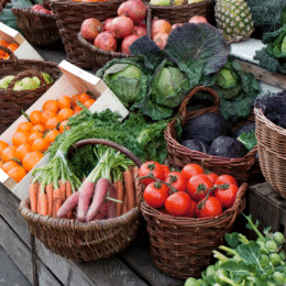 Baskets of vegetables