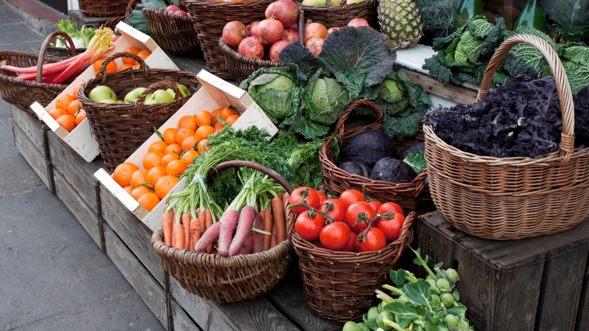 Baskets of vegetables
