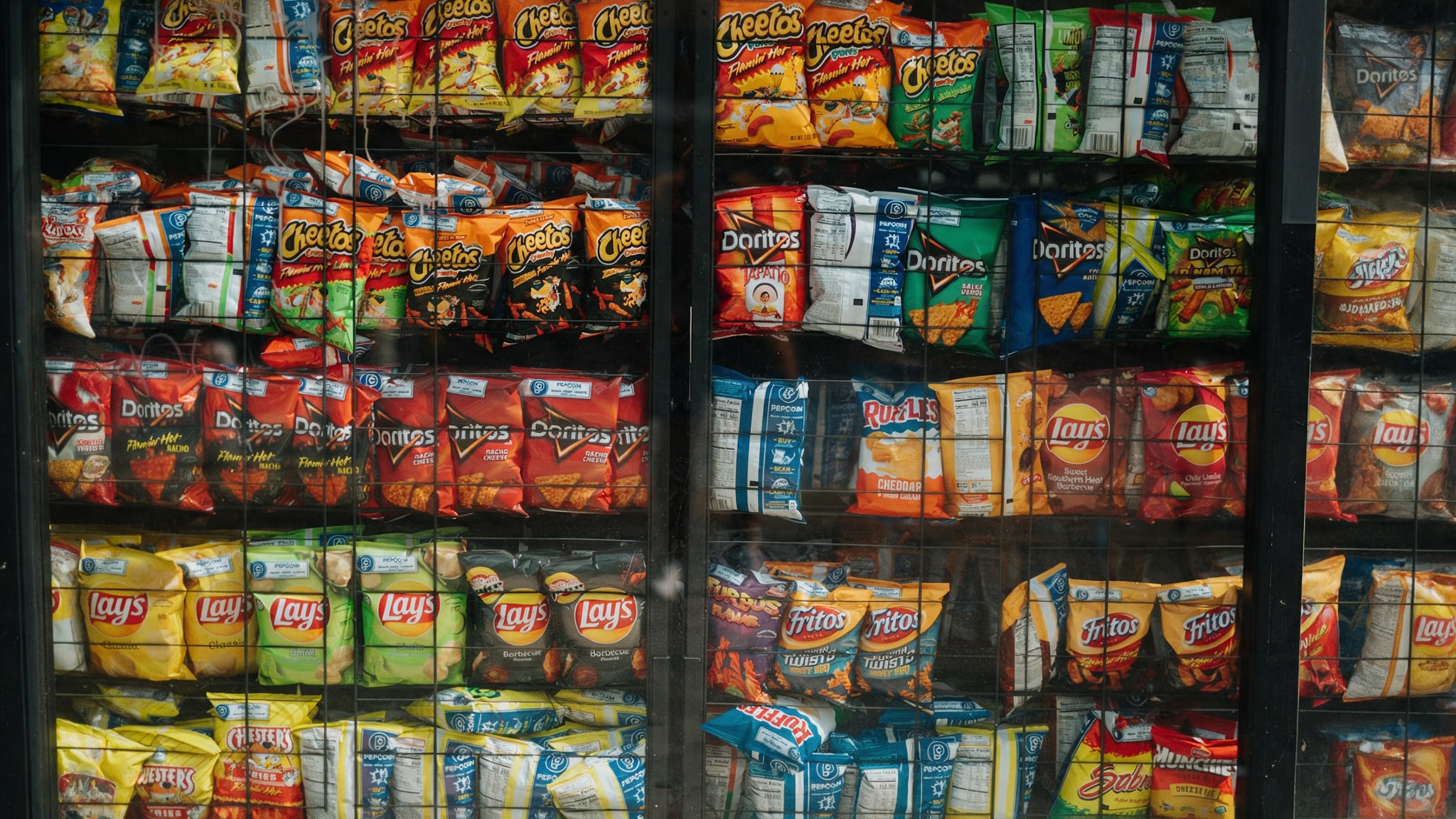 Shelves of packaged chips