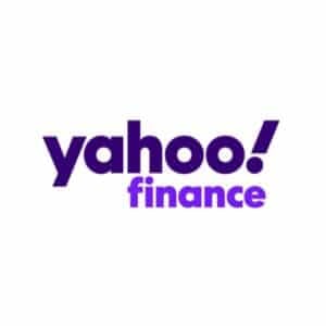 Purple yahoo finance logo sitting on a white background