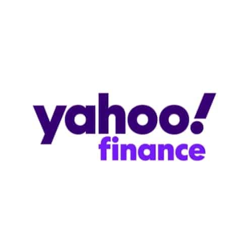 Purple yahoo finance logo sitting on a white background