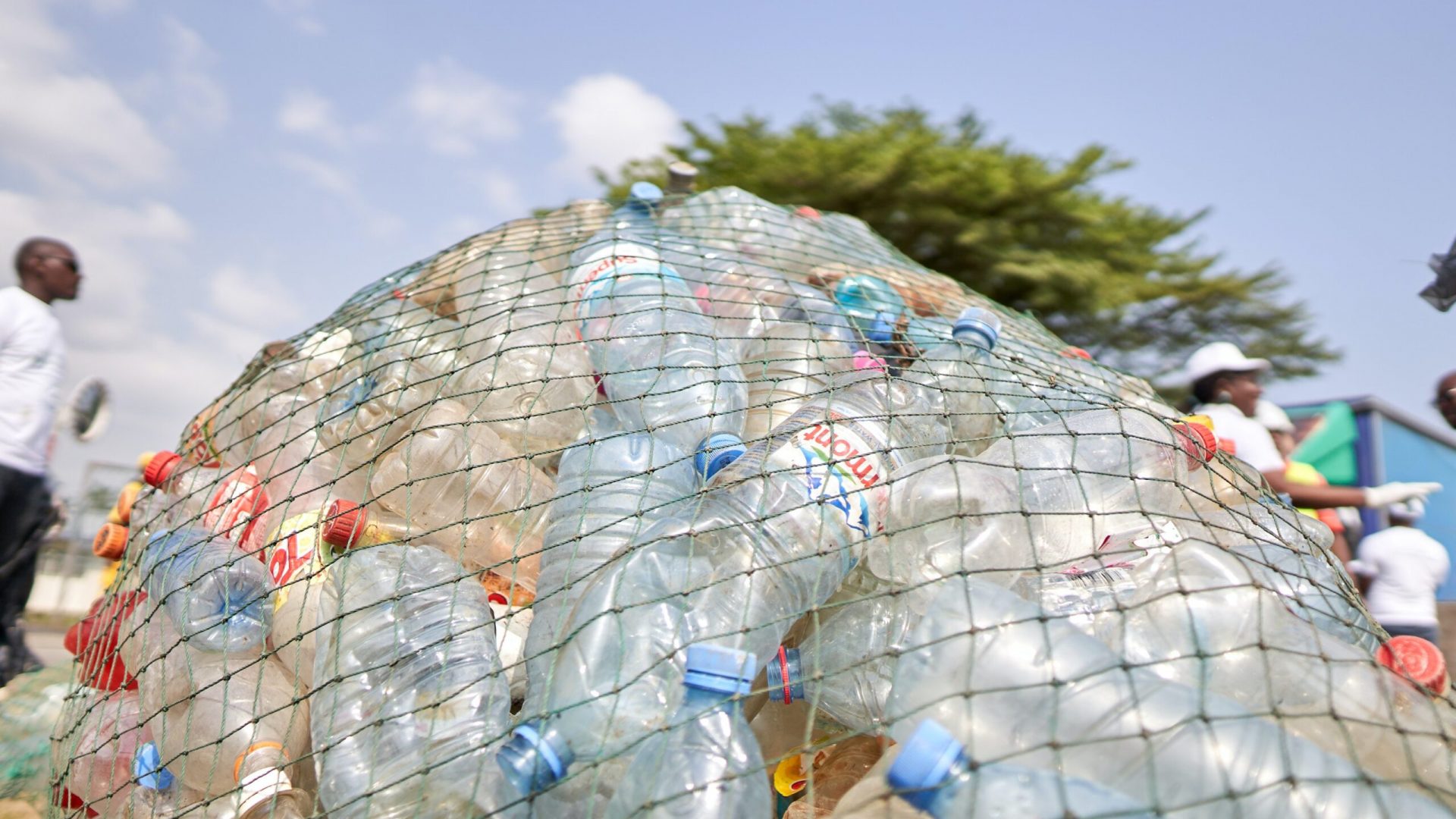 Fishing net with plastic