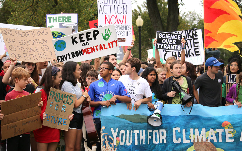 “Our future is a right.” Youth climate activists strike outside White